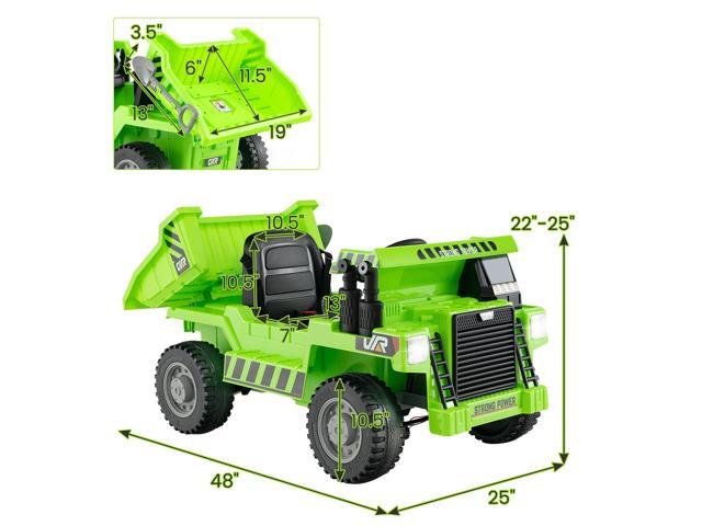 SlickBlue Kids Ride on Dump Truck 12V Ride on Car with Electric Dump Bed