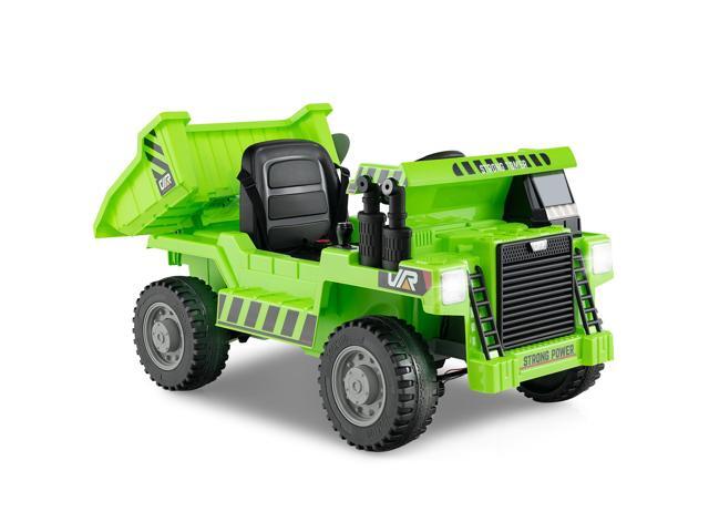 SlickBlue Kids Ride on Dump Truck 12V Ride on Car with Electric Dump Bed