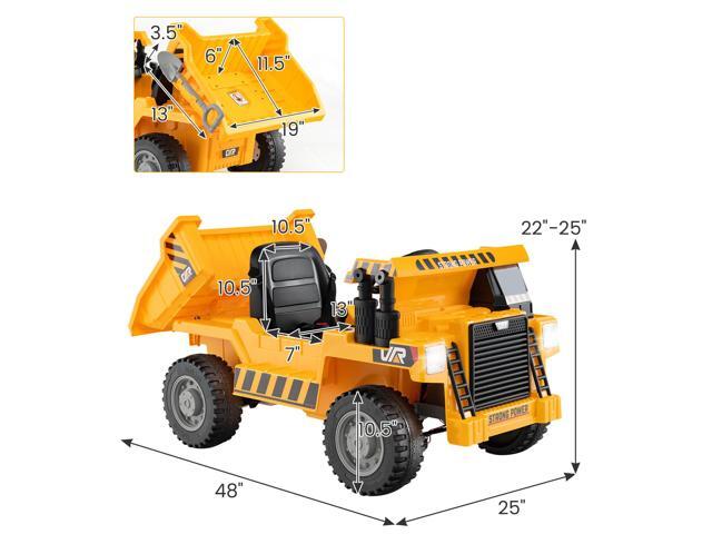 SlickBlue Kids Ride on Dump Truck 12V Ride on Car with Electric Dump Bed