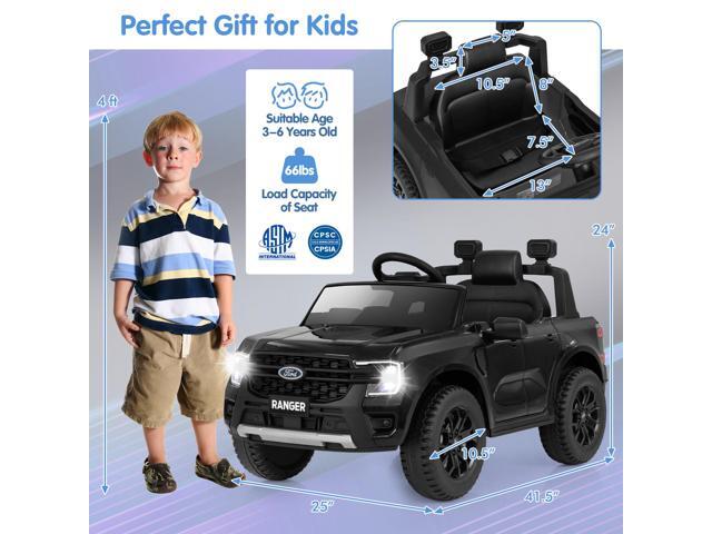 SlickBlue 12V Electric Kids Ride on Car Licensed Ford Ranger with Remote Control and Music
