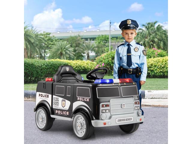 SlickBlue 12V Battery Powered Electric Vehicle with 3 Speeds and Megaphone-Black