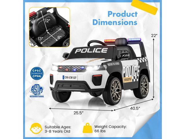 SlickBlue 12V Kids Ride on Police Car with Remote and Siren Flashing Lights