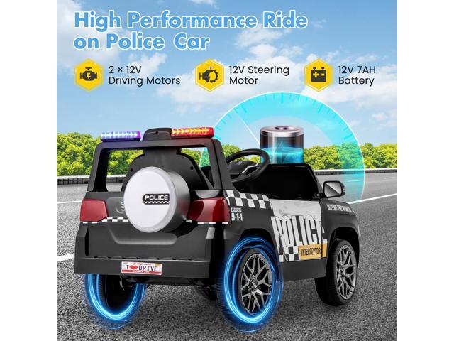 SlickBlue 12V Kids Ride on Police Car with Remote and Siren Flashing Lights
