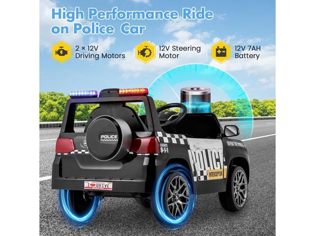SlickBlue 12V Kids Ride on Police Car with Remote and Siren Flashing Lights