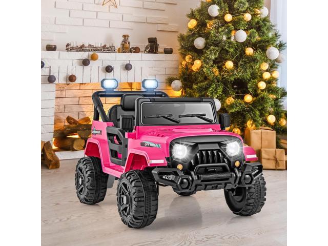 SlickBlue 12V Kids Ride on Truck Car with Remote Control Threaded Wheels and 3 Speeds