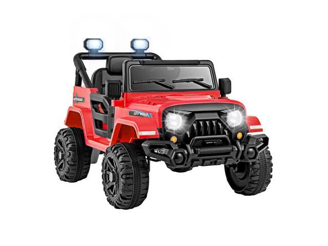 SlickBlue 12V Kids Ride on Truck Car with Remote Control Threaded Wheels and 3 Speeds
