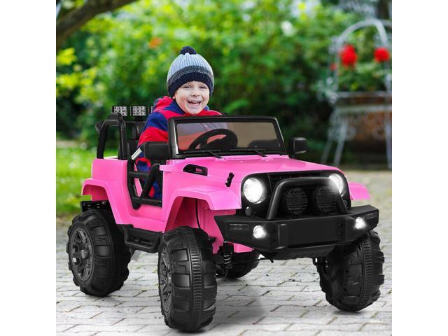 SlickBlue 12V Kids Remote Control Riding Truck Car with LED Lights