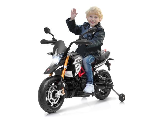 SlickBlue 12V Kids Ride-On Motorcycle Aprilia Licensed with Sounds and Music