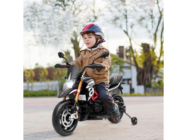 SlickBlue 12V Kids Ride-On Motorcycle Aprilia Licensed with Sounds and Music