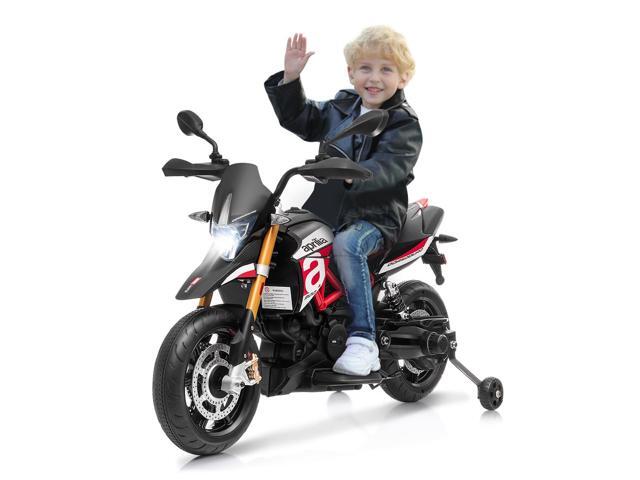 SlickBlue 12V Kids Ride-On Motorcycle Aprilia Licensed with Sounds and Music