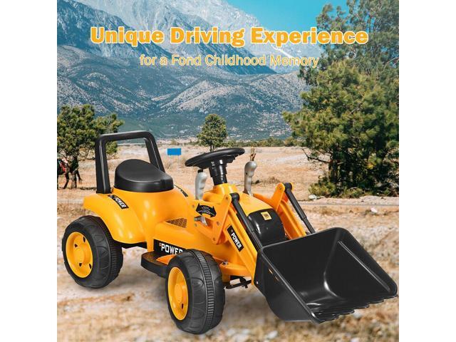 SlickBlue Kids Ride On Excavator Digger 6V Battery Powered Tractor-Yellow