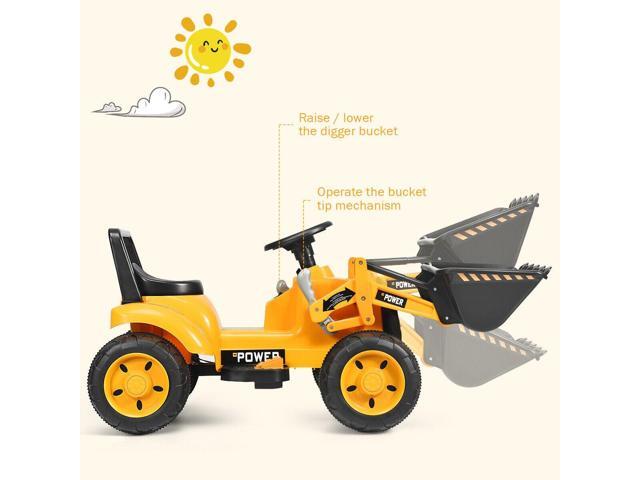 SlickBlue Kids Ride On Excavator Digger 6V Battery Powered Tractor-Yellow