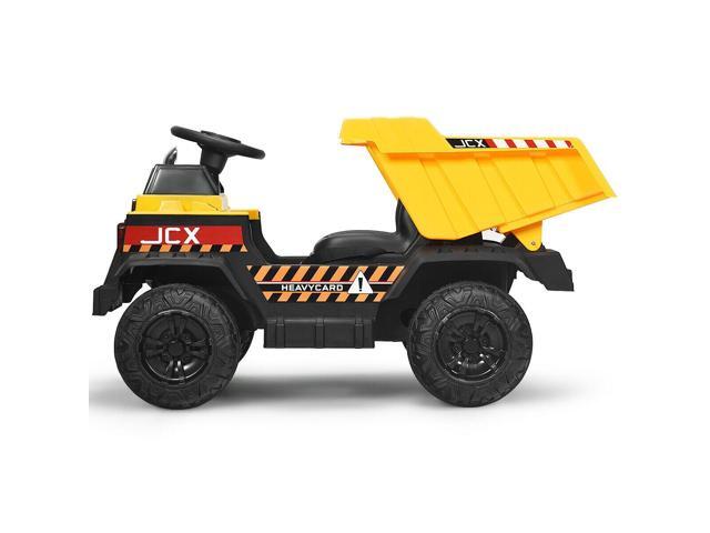 SlickBlue 12V Battery Kids Ride On Dump Truck with Electric Bucket and Dump Bed-Yellow