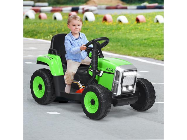 SlickBlue 12V Ride on Tractor with 3-Gear-Shift Ground Loader for Kids 3+ Years Old