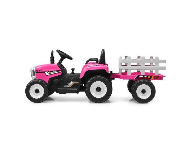 SlickBlue 12V Ride on Tractor with 3-Gear-Shift Ground Loader for Kids 3+ Years Old