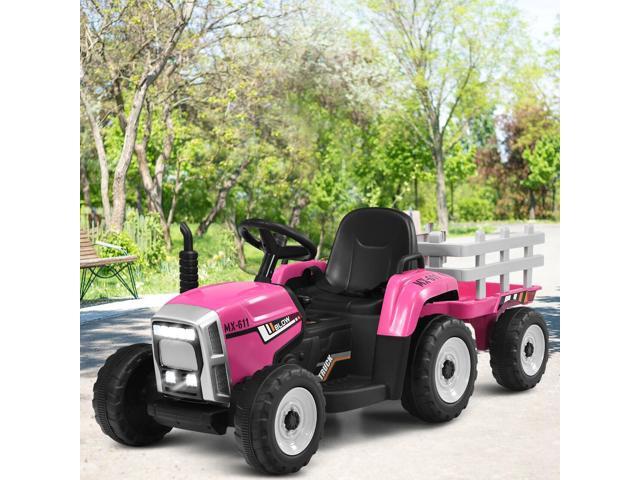 SlickBlue 12V Ride on Tractor with 3-Gear-Shift Ground Loader for Kids 3+ Years Old