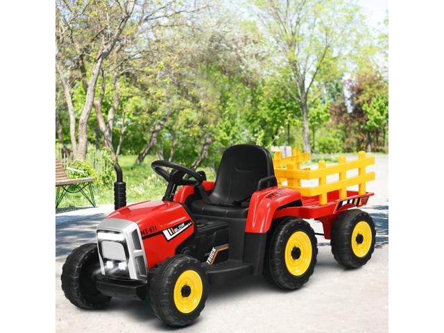 SlickBlue 12V Ride on Tractor with 3-Gear-Shift Ground Loader for Kids 3+ Years Old