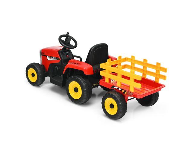 SlickBlue 12V Ride on Tractor with 3-Gear-Shift Ground Loader for Kids 3+ Years Old