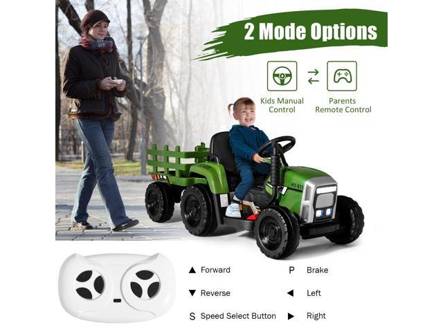 SlickBlue 12V Ride on Tractor with 3-Gear-Shift Ground Loader for Kids 3+ Years Old