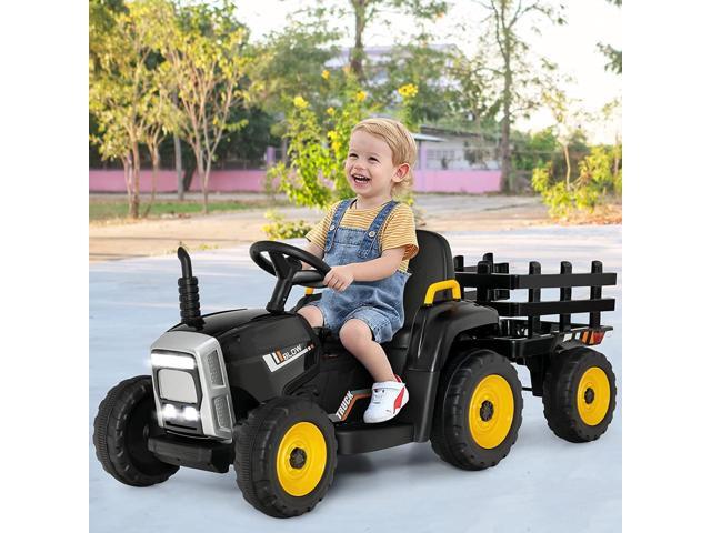 SlickBlue 12V Ride on Tractor with 3-Gear-Shift Ground Loader for Kids 3+ Years Old