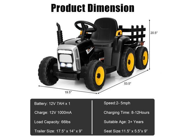 SlickBlue 12V Ride on Tractor with 3-Gear-Shift Ground Loader for Kids 3+ Years Old