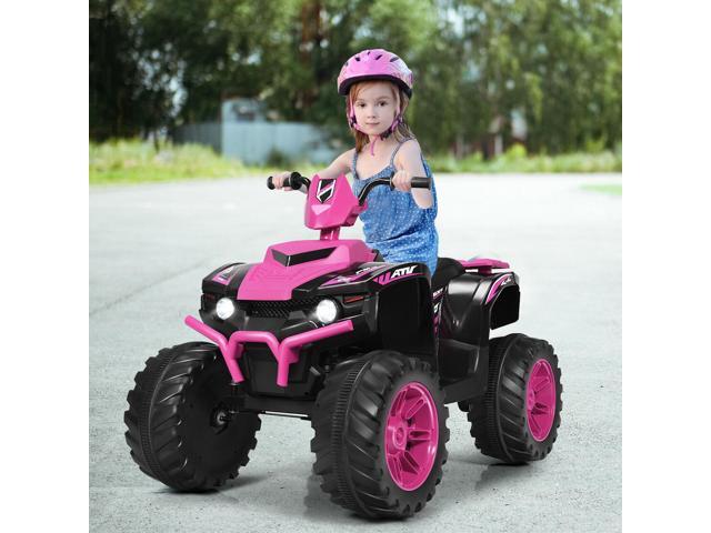 SlickBlue 12V Kids Ride on ATV with LED Lights and Treaded Tires and LED lights