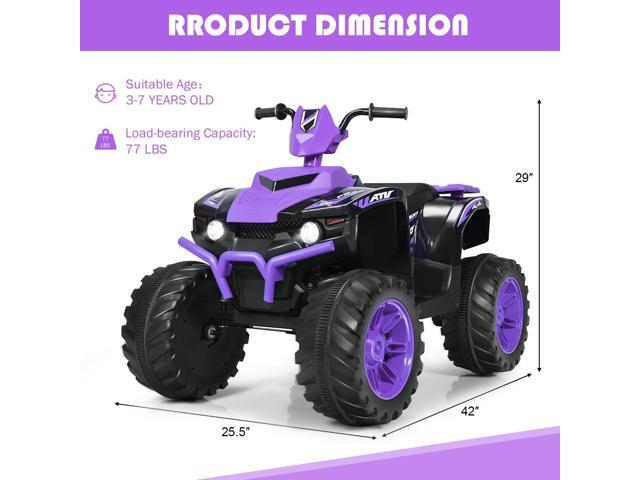 SlickBlue 12V Kids Ride on ATV with LED Lights and Treaded Tires and LED lights