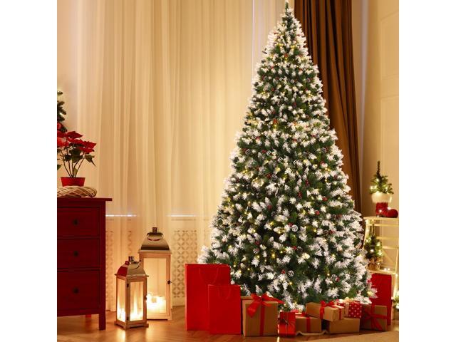 SlickBlue Pre-Lit Hinged Lifelike Lush Artificial Christmas Tree with PVC Tips