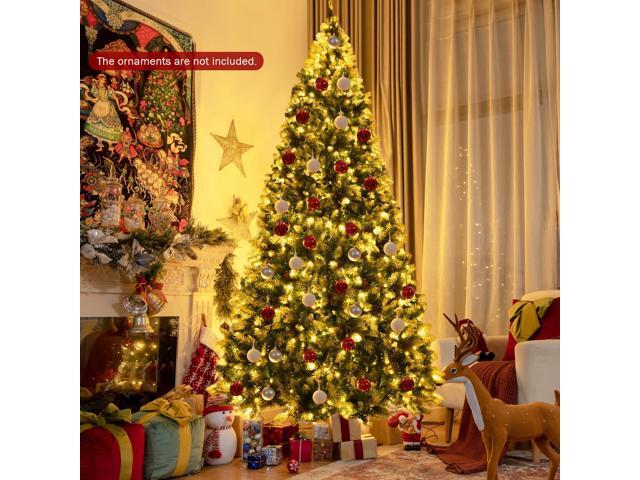 SlickBlue Pre-Lit Hinged Lifelike Lush Artificial Christmas Tree with PVC Tips
