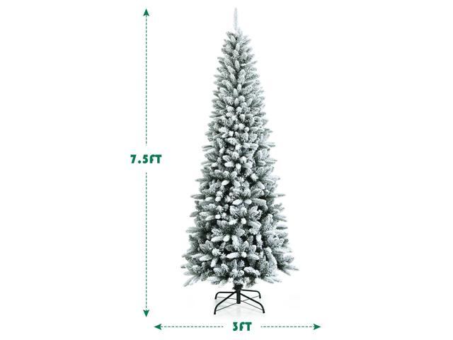 SlickBlue Snow-Flocked Hinged Artificial Christmas Pencil Tree with Mixed Tips