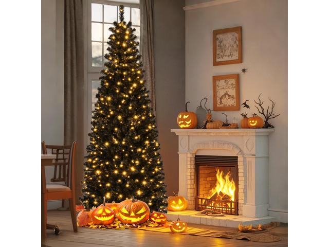 SlickBlue Pre-lit Christmas Halloween Tree with PVC Branch Tips and Warm White Lights