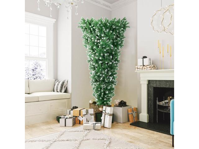 SlickBlue Pre-Lit Snowy Upside Down Christmas Tree 1100 Tips