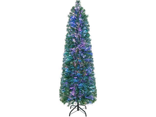 SlickBlue Pre-Lit Christmas Pencil Tree with Colorful Fiber Optics