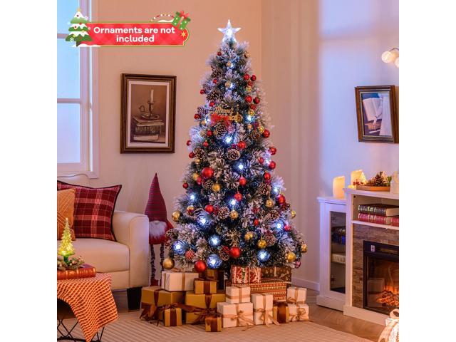 SlickBlue Artificial Flocked Christmas Tree with 8 Light Functions