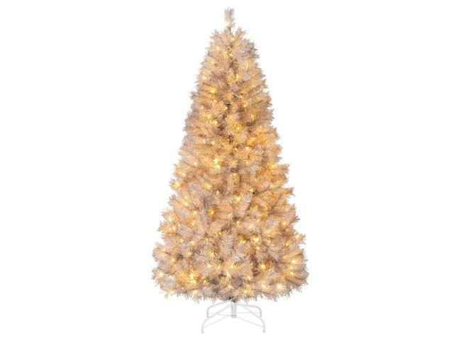 SlickBlue Pre-Lit Artificial Xmas Tree with Full Branch Tips and Warm LED Lights