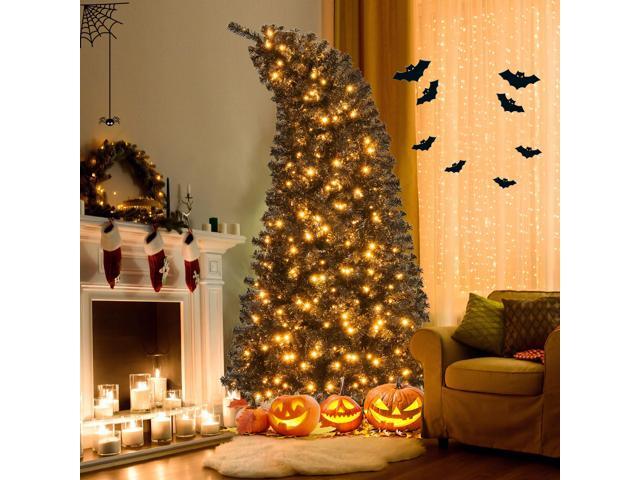 SlickBlue Artificial Christmas Tree with Bendable Top Section and Warm Light