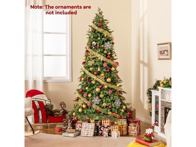 SlickBlue Artificial Christmas Tree Green Hinged Holiday Tree with 721/1019 Lush Branch Tips-7.5 ft