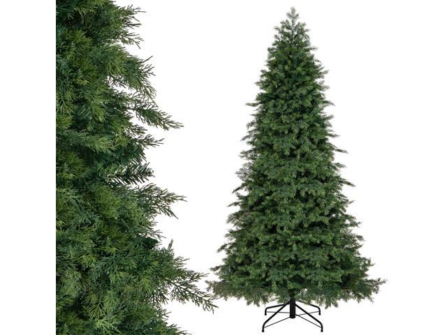 SlickBlue Artificial Christmas Tree Green Hinged Holiday Tree with 721/1019 Lush Branch Tips-7.5 ft