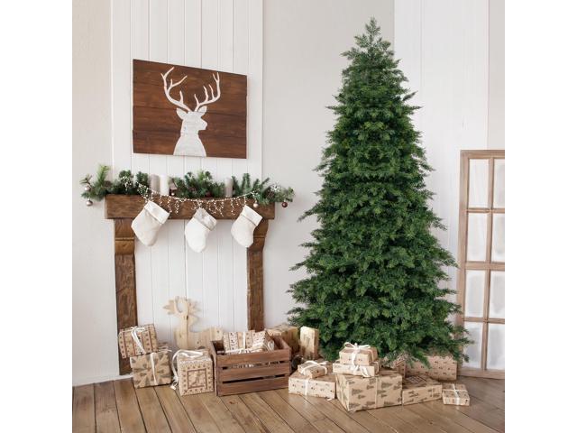 SlickBlue Artificial Christmas Tree Green Hinged Holiday Tree with 721 Lush Branch Tips-6 ft