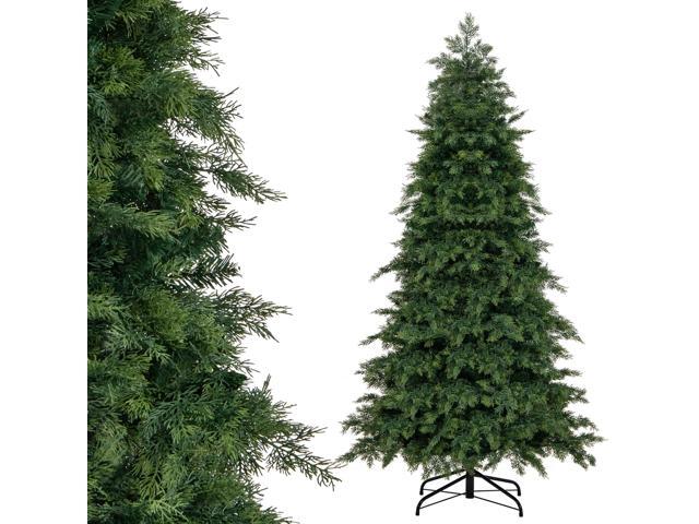 SlickBlue Artificial Christmas Tree Green Hinged Holiday Tree with 721 Lush Branch Tips-6 ft