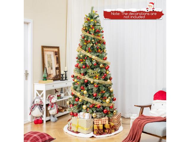 SlickBlue 7.5 FT Pre-Lit Artificial Christmas Tree with 1096 PVC and Pine Needles-L