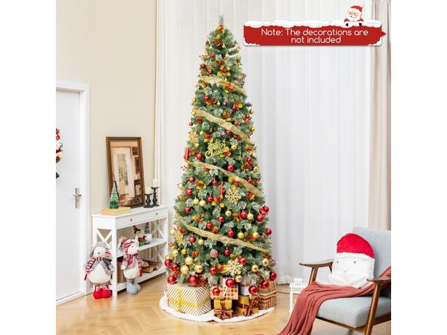 SlickBlue 9 FT Pre-Lit Artificial Christmas Tree with 1416 PVC and Pine Needles-XL