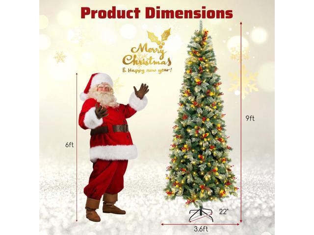 SlickBlue 9 FT Pre-Lit Artificial Christmas Tree with 1416 PVC and Pine Needles-XL