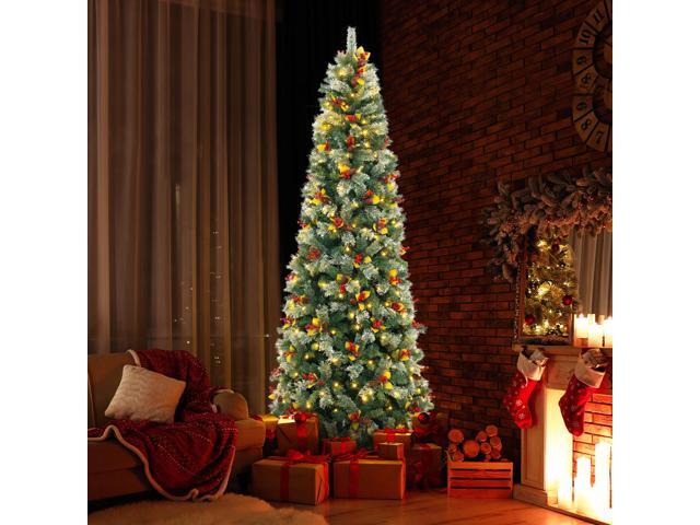 SlickBlue 9 FT Pre-Lit Artificial Christmas Tree with 1416 PVC and Pine Needles-XL