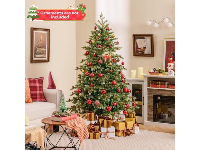 SlickBlue Christmas Tree with Warm White LED Lights and Pine Cones-6 ft