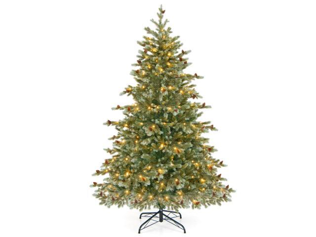 SlickBlue Christmas Tree with Warm White LED Lights and Pine Cones-6 ft