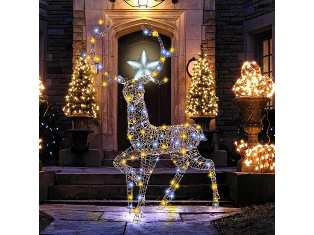 SlickBlue 4.6 Feet Pre-Lit Christmas Reindeer with 170 Cold and Warm LED Lights