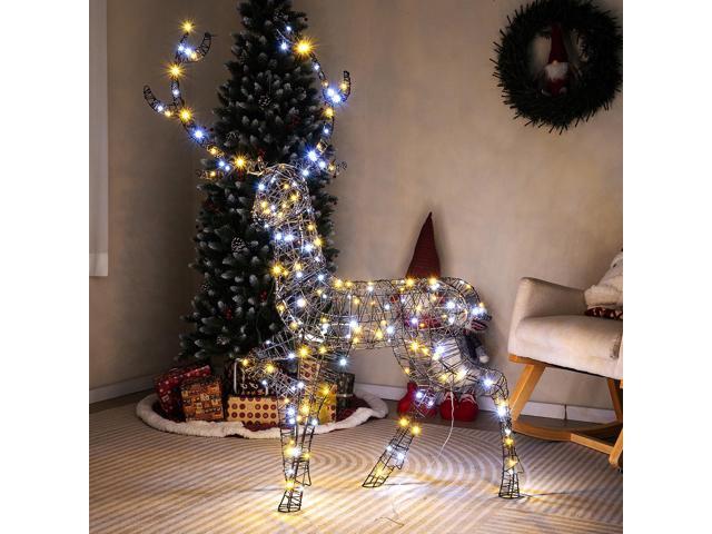 SlickBlue 4.6 Feet Pre-Lit Christmas Reindeer with 170 Cold and Warm LED Lights