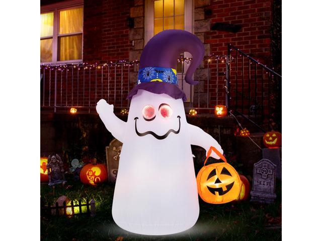 SlickBlue 6 Ft Halloween Inflatables Cute Ghost with Dimming Infinity Mirror Light