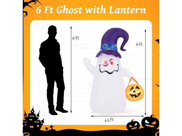 SlickBlue 6 Ft Halloween Inflatables Cute Ghost with Dimming Infinity Mirror Light